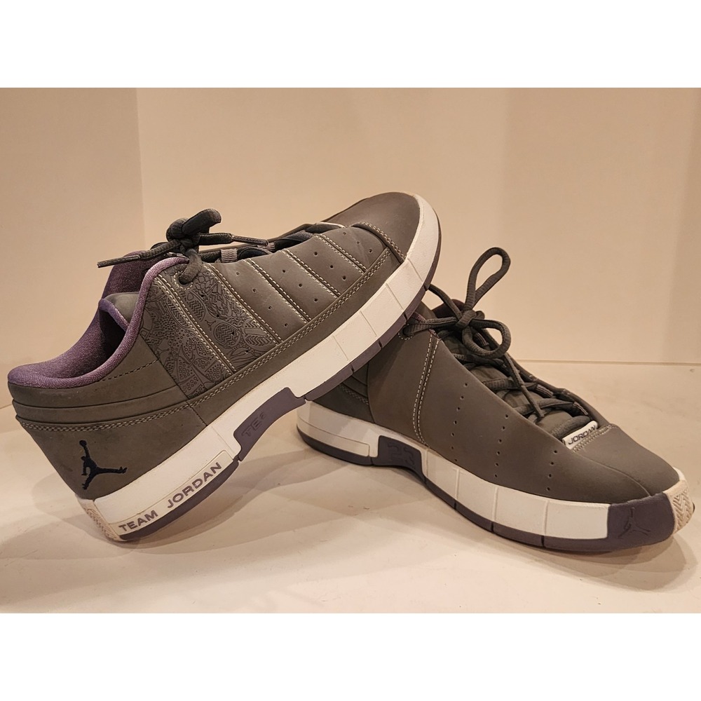 5.5Y Air Jordon Team Elite 2‎ Purple Grey White Low Sneakers Non-Marking Shoes